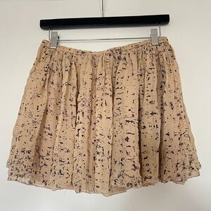 Eliot Beige Patterned Women's Silk Skirt Size S
